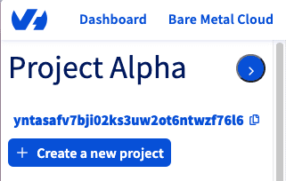 OVH Project ID on dashboard