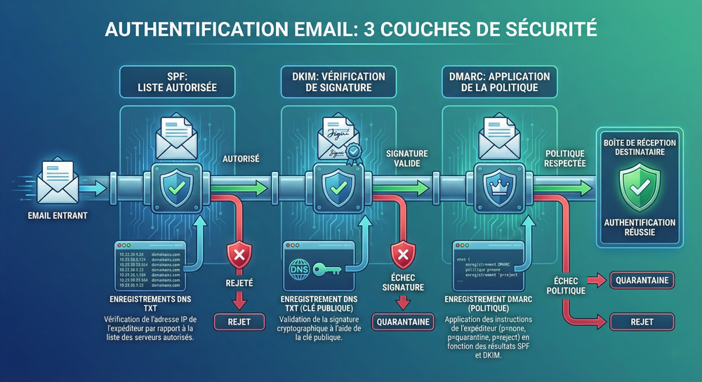 SPF, DKIM, DMARC : Le Guide Complet 2025 pour PME